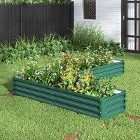 Gardensanctuary L-shaped Galvanized Steel Raised Garden Bed Dark Green