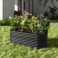 Gardensanctuary 240X80Cm Black Outdoor Anti-corrosion Galvanized Steel Raised Garden Bed