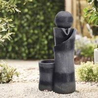 Gardensanctuary 26X58Cm Grey Solar-powered Resin Water Fountain Decor With Led Light