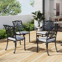 Gardensanctuary 4Pcs Aluminum Outdoor Patio Dining Armchair With Cushion