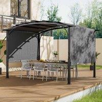 Gardensanctuary Black Uv-protected Canopy Retractable Arc-shaped Steel Pergola With