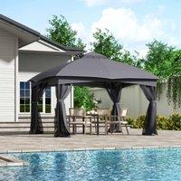 Gardensanctuary Black Outdoor Garden Gazebo With Shade Canopy And Ventilated Top