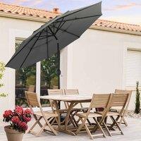 Gardensanctuary Black 3-tier Outdoor Weather-resistant Polyester Umbrella With Crank And Tilt