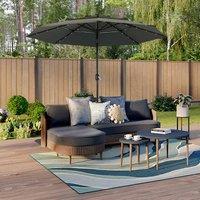 Gardensanctuary Black 3-tier Outdoor Weather-resistant Polyester Umbrella With Crank And Tilt