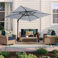 Gardensanctuary Garden Sanctuary Square Cantilever Parasol With Solar-powered Led Lights