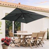 Gardensanctuary 3M Square Cantilever Parasol With Solar Light And Hdpe Water-or-sand-filled Umbrella Base Cantilever Parasol Stand