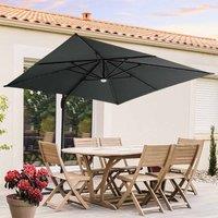 Garden Sanctuary 3M Square Cantilever Parasol With Solar Light And Hdpe Parasol Base, Grey