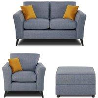 Modern Home Loscoe 2 1 footstool Set Denim, Blue