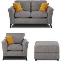 Modern Home Loscoe 2 1 footstool Set Charcoal, Grey