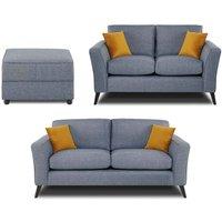 Modern Home Loscoe 3 2 footstool Set Denim, Blue