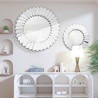 Sleepon Hollywood Modern 3D Sunburst Round Mirror 60Cm, Silver