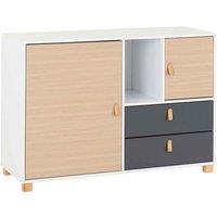 Seconique Brooklyn 2 Door 2 Drawer Storage Chest - Oak Effect Grey, Brown