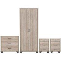 Seconique Oliver 2 Door Wardrobe Bedroom Set - Light Oak Effect, Brown