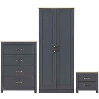 Seconique Portland Trio Set - Grey Oak Effect, Multi