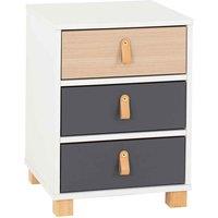 Seconique Brooklyn 3 Drawer Bedside - Oak Effect Grey, Brown