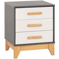 Seconique Cleveland 3 Drawer Bedside - White Grey Metal Effect, Multi