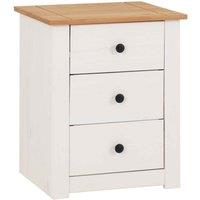 Seconique Panama 3 Drawer Bedside - White Natural Wax, Multi