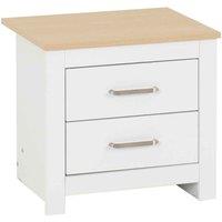Seconique Portland 2 Drawer Bedside - White Oak Effect, Multi