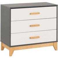 Seconique Cleveland 3 Drawer Chest - White Grey Metal Effect, Multi