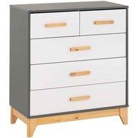 Seconique Cleveland 3 2 Drawer Chest - White Grey Metal Effect, Multi