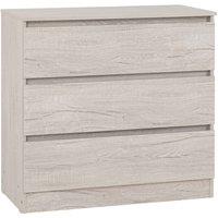 Seconique Malvern 3 Drawer Chest - Urban Snow, Multi