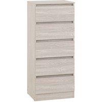 Seconique Malvern 5 Drawer Narrow Chest - Urban Snow, Multi