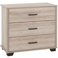Seconique Oliver 3 Drawer Chest - Light Oak Effect, Brown