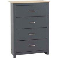 Seconique Portland 4 Drawer Chest - Grey Oak Effect, Multi