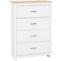 Seconique Portland 4 Drawer Chest - White Oak Effect, Multi