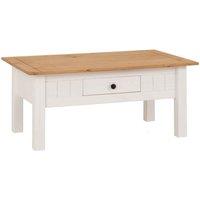Seconique Panama 1 Drawer Coffee Table - White Natural Wax, Multi