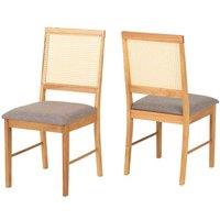 Seconique Ellis Dining Chair x2 Per Box - Oak Effect Grey Fabric, Multi