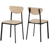 Seconique Riley Dining Chair x2 Per Box - Black Light Oak Effect Veneer, Multi