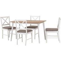 Seconique Balfour 1 4 Dining Set - White Oak Effect Grey Fabric, White