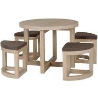 Seconique Cambourne Stowaway Dining Set x4 Chairs - Light Sonoma Oak, Brown