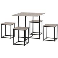 Seconique Kent 1 4 Stowaway Dining Set - Stone Effect Black, Brown