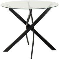 Seconique Sheldon Round Glass Top Dining Table - Clear Glass Black, Multi