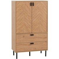 Seconique Leon 2 Door 2 Drawer Cabinet - Medium Oak Effect, Brown