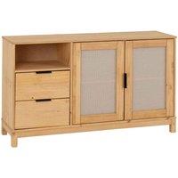 Seconique Corona Rattan 2 Door 2 Drawer Sideboard - Distressed Wax Pine Rattan Effect, Brown