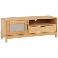 Seconique Corona Rattan 1 Door 1 Drawer Tv Unit - Distressed Wax Pine Rattan Effect, Brown