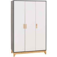 Seconique Cleveland 3 Door Wardrobe - White Grey Metal Effect, Multi