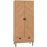 Seconique Leon 2 Door 1 Drawer Wardrobe - Medium Oak Effect, Brown