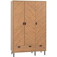 Seconique Leon 3 Door 2 Drawer Wardrobe - Medium Oak Effect, Brown