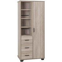 Seconique Oliver 1 Door 3 Drawer Open Shelf Wardrobe - Light Oak Effect, Brown