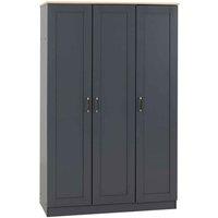 Seconique Portland 3 Door Wardrobe - Grey Oak Effect, Multi