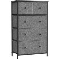 Songmics Fabric 5-drawer Storage Organiser Unit Grey And Black, Grey
