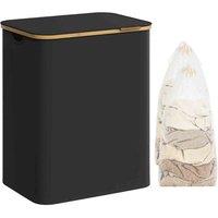 Songmics 2-section Large Laundry Hamper 130L ink Black, Black