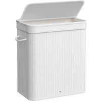 Songmics 100 L Laundry Hamper With Lid,white, White
