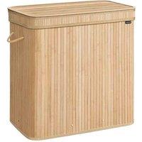 Songmics Laundry Hamper With Lid And Handles 150 L natural Beige, Cream