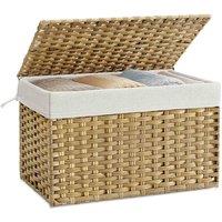Songmics 105L Synthetic Rattan Storage Basket With Lid And Handles natural, Cream
