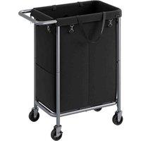 Songmics 2-compartment Laundry Hamper 37 Gallons 140L Ink Black, Black